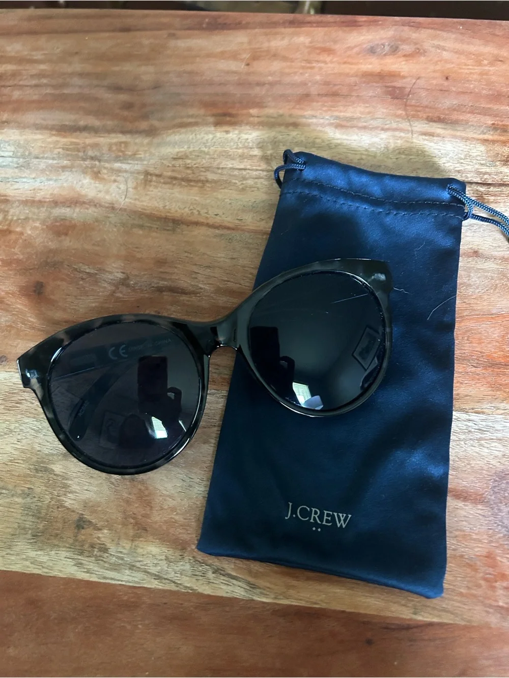 J. Crew Factory Black Round Sunglasses with Pouch